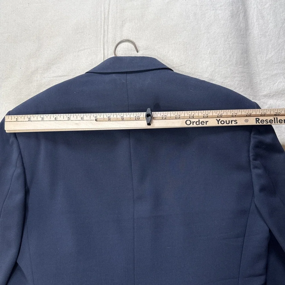 Vtg USA Made Christian Dior 42 Navy Blue Gold Button Blazer Jacket Sport Coat